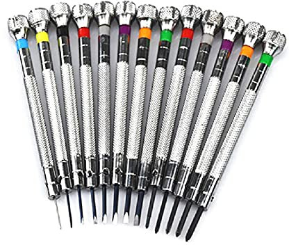 13 st metall 0,6-2,0 mm skruvmejslar set slitsad korsskruvmejsel kit reparationsverktyg för klockmakare klocka mobil PDA-tillbehör