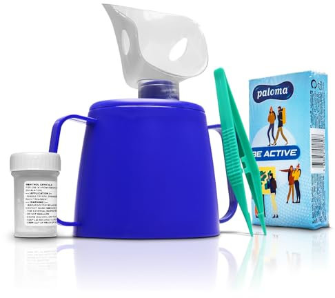 RE-GEN Steam Inhaler Kit + Menthol Crystals & Re-Usable Plastic Tweezers & Tissues. Clear Nasal Congestion, Relieve Cold Flu Symptoms