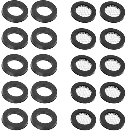 20 Pzs Junta Cabezal Ducha, 2 Tipos Arandelas de Grifo 10 Arandelas de Goma para Plomería y 10 Juntas Tóricas de Manguera de Agua de acero Inoxidable para Conexión de Manguera Cabezal de Ducha