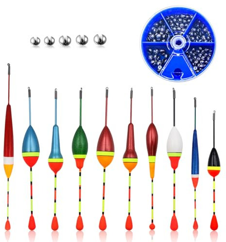 POPAPIE 10 Stück Posen Angeln Angelposen Bobbers mit Angelblei Schwimmer Angeln Forelle 0.6g-4.5g Angelposen Set für Friedfisch Pose und Forellen
