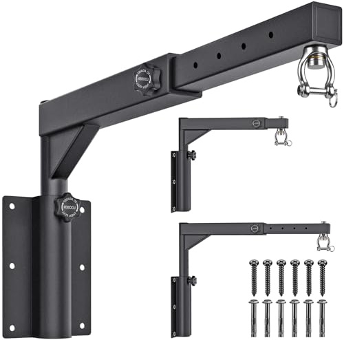 Dolibest Support mural pour sac de frappe, cadre de sac de boxe, support de sac de boxe, support pliable à 360°, crochet pivotant à 360°, longueur réglable de 44 à 64 cm et hauteur de 33 à 45 cm pour