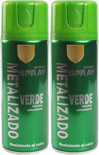 MORE FREE-Pintura Spray Metalizado Verde Brillo Multicolor Profesional 400ml Adecuado Metal Madera y Plástico Pack de 2 unidad