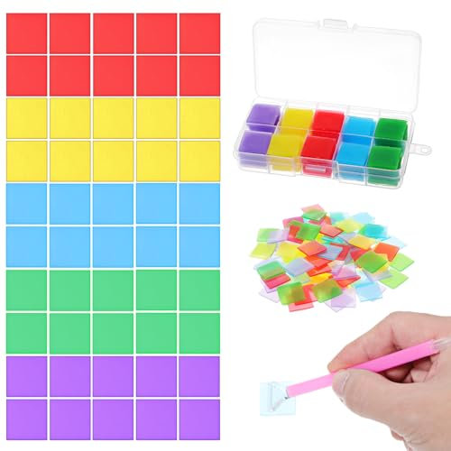 100 Stück Diamantmalerei Zubehör Kleber Clay Bunte Diamant Malerei Kleber Ton Diamond Art mit Aufbewahrungsbox Painting Kreuzstich Bohrschlamm für Kreuzstich DIY Stickerei (0.79in x 0.79in)