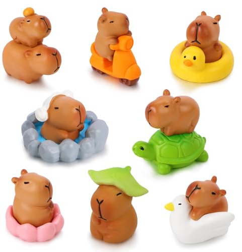 Mini Capybara Figuren – 13 pezzi di miniature di capybara in resina, graziosi animali per casa delle bambole, giardino delle fate, cruscotto auto, decorazione domestica e festa di compleanno (Mini