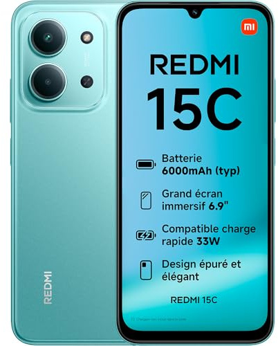 Xiaomi Redmi 15C, Smartphone 4+256GB, Display 6,9 120Hz, 7,99mm, MediaTek Helio G81-Ultra, Dual camera da 50MP, Mega batteria da 6000mAh, Garanzia 2 anni, Verde, Caricabatterie non incluso