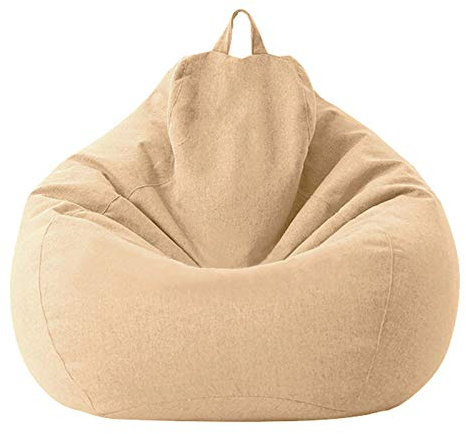 BotYcht Fodera per Poltrona Sacco(Senza Riempimento), Copertura per Pouf Poltrona Puff in Cotone e Lino Lavabile per Bambini, Adolescenti e Adulti,Cachi,80x90cm