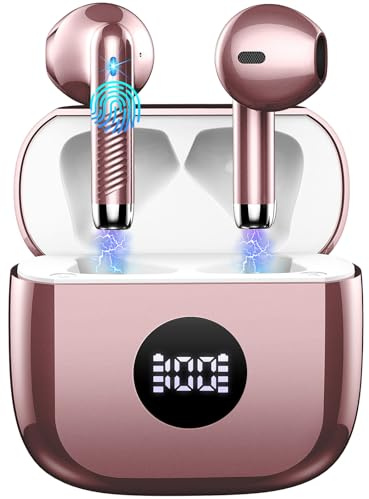 Jxrev Wireless Earbuds, IP7 Waterproof Wireless Ear Buds with LED Display, USB C