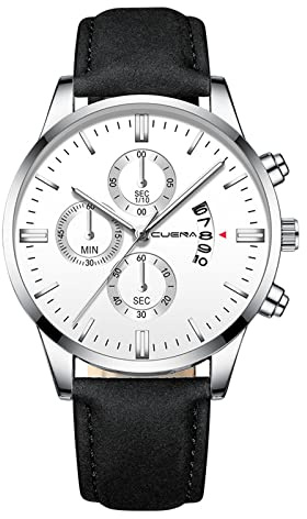 Mode sport män rostfritt fodral läder kvarts analog armbandsur domare klänning, K, En storlek