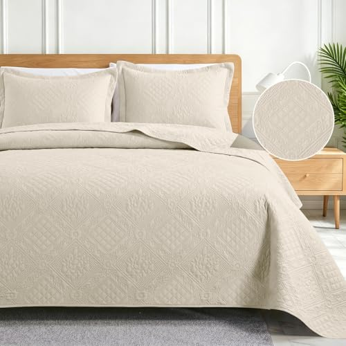 CYCMACO Verano Colcha para Cama, 260x260cm, Suaves Colcha Cama, Cubrecama Multiusos, Moderna Cubrecama, Cubrecolcha De Microfibra, Suave Y Ligera, para Todas Las Estaciones, Beige