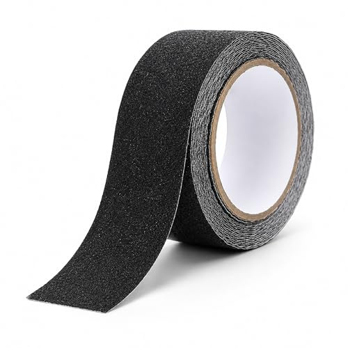 URMONA Nastro Antiscivolo Adesivo 5 x 10 m, Striscia di Sicurezza ad Alta Aderenza per Scale e Gradini, Ideale per Bagno, Cucina, Corridoio, Rampe e Ambienti Esterni (Nero)