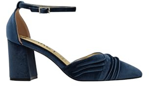 Azarey Zapatos DE SALÓN DE Terciopelo Azul con Correa AL Tobillo - (Talla 41)