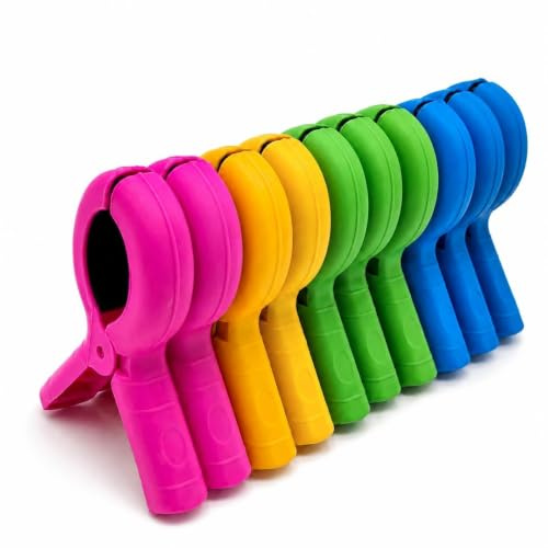 10 Pcs Beach Towel Clips for Sun Loungers, Large Clothes Pegs Extra Strong for Washing Line, Windproof Plastic Sunbed Clips for Holiday Travel, Quilt Fasteners, Assorted Colours