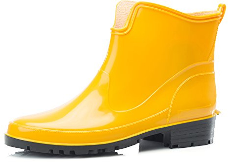 Ladeheid Bottes en Caoutchouc pour Femmes Courtes Bottines Imperméables Bottes de Pluie Élégantes et Confortables LA-930 (Jaune, 40 EU)