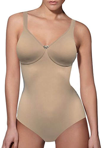 Lady Bella PA0786 Body Reductor para Mujer en Copas C - Faja Moldeadora con Aros y sin Costuras - Body Interior de Microfibra Transpirable con Tirantes Anchos, Vientre Plano (Beige, 100C)