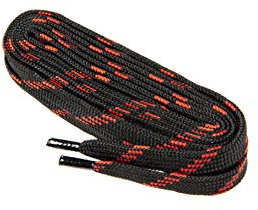 WorkerWalker Laces Pro, Lacets Plats pour Chaussures de Travail et de Sécurité, Tissage Robuste, Fabriqués en Europe par des Professionnels, 1 Paire (9131 - noir avec rouge / 120 cm - 47 pouce)