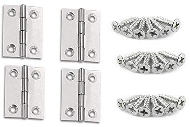 YOFASEN Bisagra para Puerta de Acero Inoxidable - Bisagra Plegable Bisagras Pequeñas Bisagras de Mueble Bisagra Gabinete Armario con Tornillos M3.5 * 16mm, Plateado, 2 pulgada(48 * 33 * 1.0mm) - 4pcs