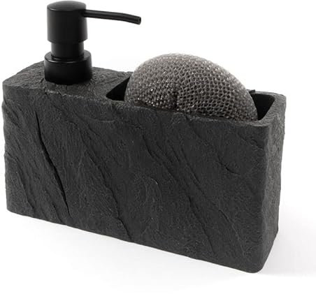 ROCKING GIFTS K¸Che Seifenspender mit Schleifer Schwarz Schiefer