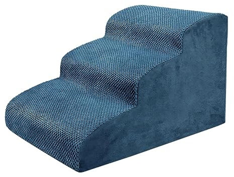kowaku Katzenrampe, Hundetreppe, Stufen, Hase, kleine Tiere, Heimtierbedarf, rutschfeste Kaninchen-Haustierleiter, Hunderampe für Couch, hohes Bett, Blau