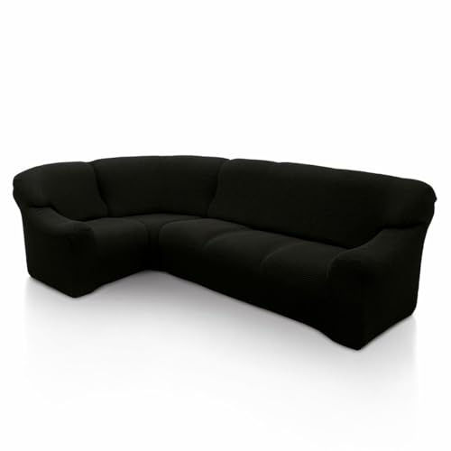 SOFASKINS® copridivano angolare super elastico, lavabile, di alta qualità, con design esclusivo, traspirante, confortevole e resistente, copridivano, Facile da applicare, Dimensioni (340-540 CM) Nero