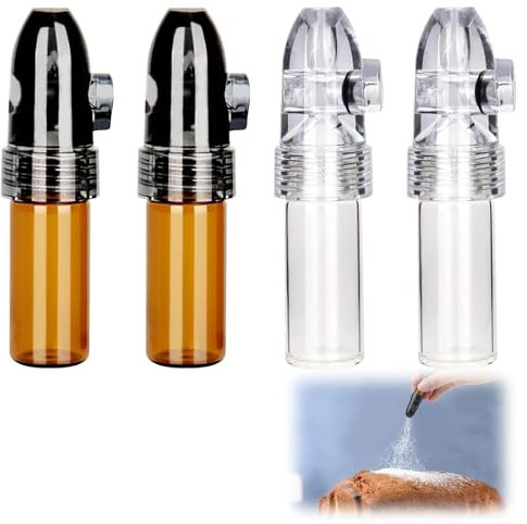 Hebterrka Lot de 4 récipients à épices portables pour camping avec bouton rotatif, salière et poivrière (6,8 cm x 1,5 cm)