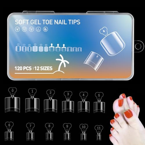 120 Pièces Faux Ongles de Pied, Clair Ongles Artificiels à Couverture Complète, Ongle d'Orteil Artificiel Français, 12 Tailles Artificielle Fake Nails avec Boîte pour Dames Ongles Décorations