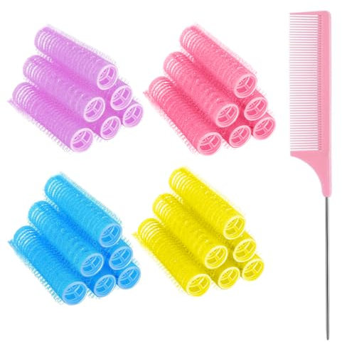 CPJJ selbstklebende kleine Lockenwickler, selbsthaftend, für Salon, Friseure, Ratte, Schwanz, Kamm, Lockenwickler,Wird mit einem Schwanzkamm mit Stahlnadelspitze geliefert, 25 Stück