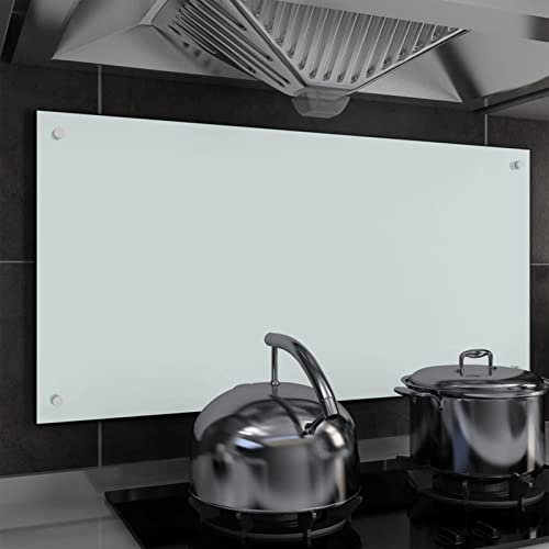 Juroupi Protección Salpicaduras Cocina Vidrio Templado Blanco 100x50 cm Cubre VitroceráMica Cristal Templado