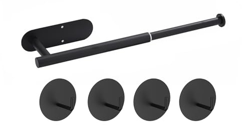 Diheohg Toallero extensible toallero de pared para baño y cocina, color negro