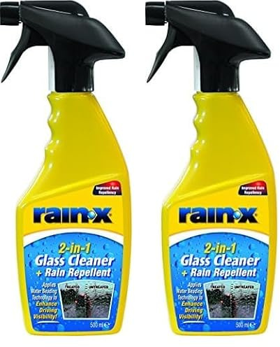 Rain-X 88199500 2in1 Glass Cleaner + Rain Repellent, 500ml (Pack of 2)