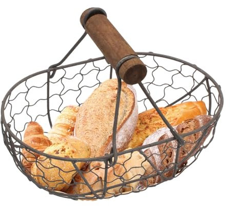 Eierkorb aus Metalldraht – Eiersammelkorb | Ovaler Draht-Eiersammelkorb Griff | Picknick-Aufbewahrungskorb Bauernhaus-Design | Drahtkorb kann 12 Eier für Küche, Esszimmer halten