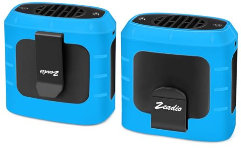 Zeadio Ventola portatile con clip in vita, 4 velocità 10000 mAh, funzionamento a batteria, senza mani, con funzione di ricarica e illuminazione, per vampate di calore, casa, ufficio, viaggi, esterni