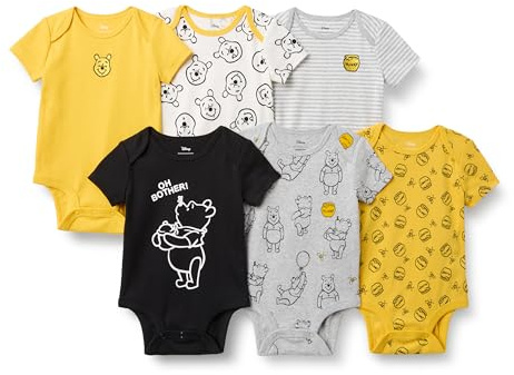 Amazon Essentials Disney | Marvel | Star Wars unisex kortärmade kroppsdräkter för bebisar, paket med 6