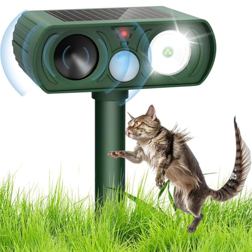 Ultrasonic Cat Repellent for Gardens UK,Cat Scarers for Gardens, fox deterrents for gardens uk, Solar Powered & IPX5 Waterproof, with PIR Motion Sensor, Effective Against Cats (Hunter Green)