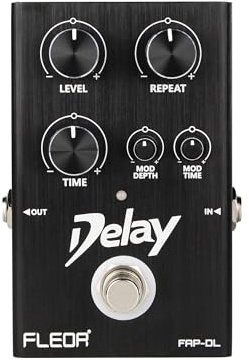 FLEOR Pedale delay analogico con modulazione, effetti eco ambientali dal suono caldo, pedale per chitarra con true bypass per chitarra elettrica, basso e sintetizzatore
