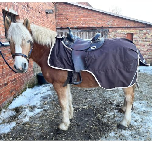 Brama-West Regen-Ausreitdecke Pferd 600D mit Fleecefutter - Active Ride Nierendecke - wasserdicht, Winddicht & atmungsaktiv – für Western & Englisch – Braun (155)