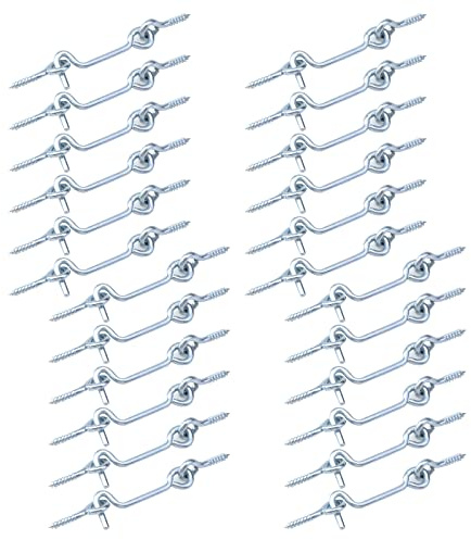 Antrader 24-Pack 2 Inch Hook & Eye Wood Gates Window Screen Gate Door Latch