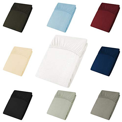 CelinaTex Active Topper Spannbettlaken 180x200-200x200 cm Schnee weiß Baumwolle Bettlaken Jersey Laken