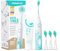 happybrush [Testsieger*] Nachhaltige Elektrische Zahnbürste ECO VIBE 3 - Schallzahnbürste mit 6 Wochen Power-Akku inkl. 3 Aufsteckbürsten und SuperWhite Zahnpasta White (White/Mint)