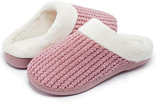 Kuako Chaussons Doublées en Peluche Femme Anti-dérapant À Mémoire D'intérieur Hiver Confort Chauds Accueil Pantoufles, Mauve, 40/41 EU