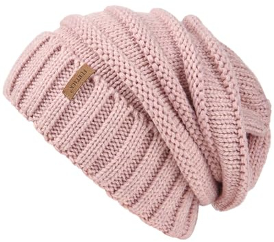 FURTALK Gestrickte Winter Slouchy Beanie Mütze Oversized Unisex Crochet Cable Ski Cap Baggy Slouch Hüte für Frauen Männer, Rosa, Einheitsgröße