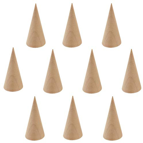 N\A 10Pcs Wood Ring Display Cone Ring Holder Tower Ring Stand Display Racks for Wedding Rings Jewelry Shows