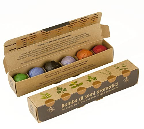 Resetea Pacchetto da 6 Bombe di Semi Erbe aromatiche, Basilico, coriandolo, origano, prezzemolo, rosmarino e Timo