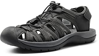 DREAM PAIRS Sandalias Deportivas para Hombre al Aire Libre, Sandalias Deportivas Informales de Verano para la Playa,Size 40,Negro/Gris Oscuro,160912-M-NEW-E
