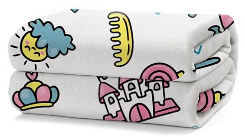 HOMEYA - Manta Sofa Pequeña 130 x 160 Infantil Para Cama - Polar, Franela 100% Poliéster, Suave, Acabado Con Brillo - Castillo