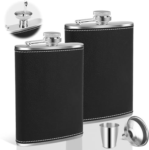 VFANDV Edelstahl Flachmann Für Spirituosen, 2 x 8Oz.227 ML Flachmann Edelstahl und Trichter Set, Flachmann Klein für Männer und Frauen für Whiskey & Rum & Wodka