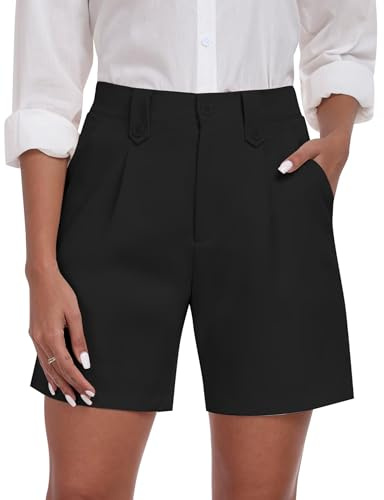 MoFiz Cargobyxor för kvinnor bermuda shorts sommar vandringsshorts för resor camping sport volleyboll tennis, Svart, L