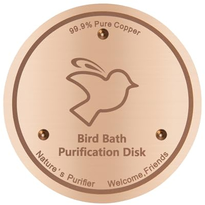 Zolirao Bird Bath Copper Purification Disk - 99.9% Pure Copper, 0.6mm Thick Self-Cleaning Design for Clean Water All Year, Fit for Outdoor Birdbaths & Bowls Bird Bath Fountains etc.
