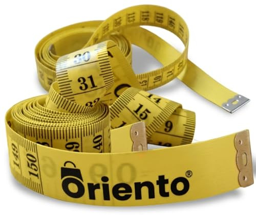 ORIENTO Mètre Ruban pour Corps et Couture 150 cm/60 Pouces, Ruban de Mesure Souple Double Face pour Mesures du Corps, Couture, Perte de Poids Jaune  60 inch, 150 cm