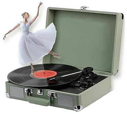 CLSDRZC Giradischi a Valigia, Giradischi in Vinile Vintage, Altoparlante Portatile, Supporta Il fonografo LP a 33/45/78 Giri/min, Giradischi di Dimensioni Generali, Grammofono Vintage Compatto,