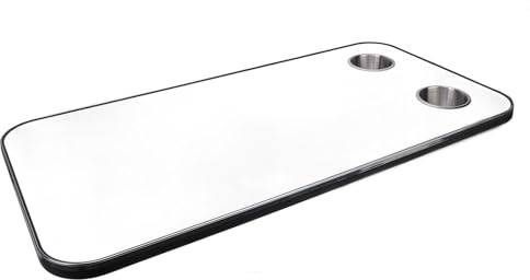 BONKZEBU Plateau de Table Marin pour Camping-Car, Finition en Bois Lisse, avec Porte-gobelets, 800x400mm, pour Remorque, Pont de Yacht (Blanc)